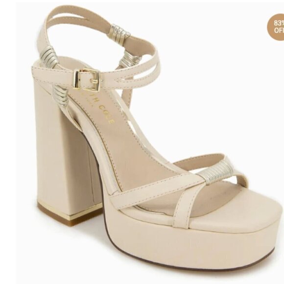 Kenneth Cole New York Shoes - Kenneth Cole Dolly Strappy Platform Ecru Size 8 EUC CLOSET CLEAR-OUT!